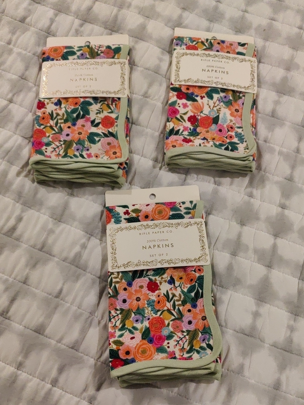 New! Set Of 6 Cotton Cloth Napkins Rifle Paper Cottagecore Retro Luxury Floral